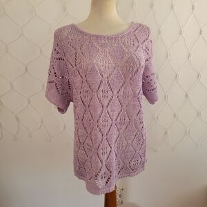 Lavender & Lovely Wide Knit Sweater By Leo & Nicole • Size Large • Very Stretchy